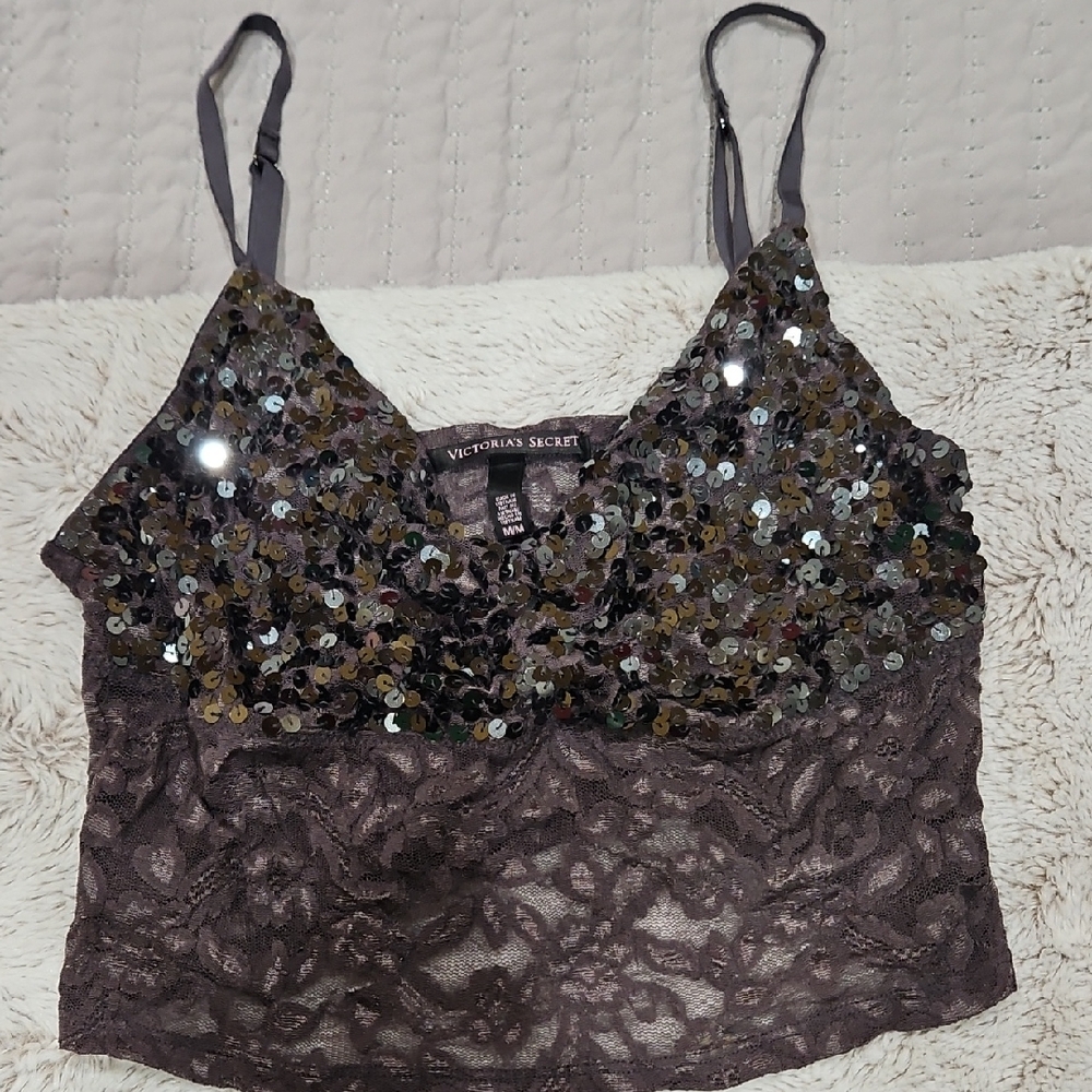 Victoria's Secret Black Sequin Lace Top